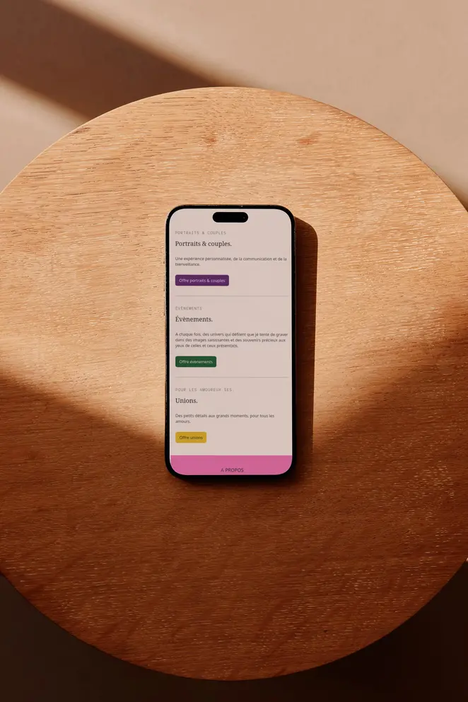 Page des services du site de Quentin Guillo en mobile